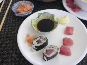 Tuna sushi and sashimi